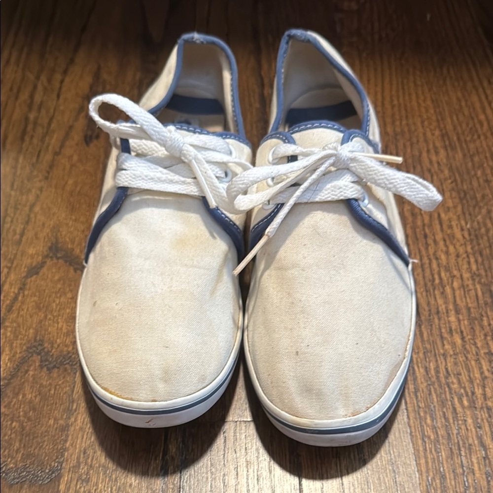 Vans White and Blue Sneakers Classic Style